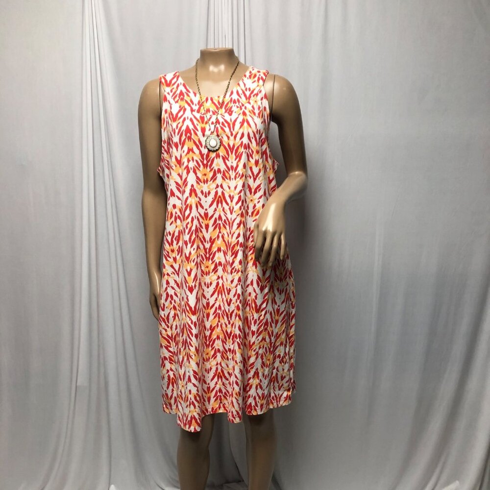 Natural Reflections Dress Womens Size Large Red Orange Sleeveless Knit Shift NEW